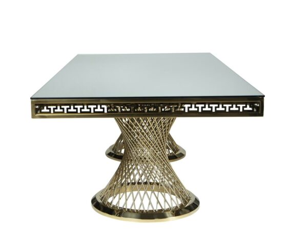 TABLE VERSAILLES RECTANGULAR GOLD WITH MIRROR GLASS TOP HA405