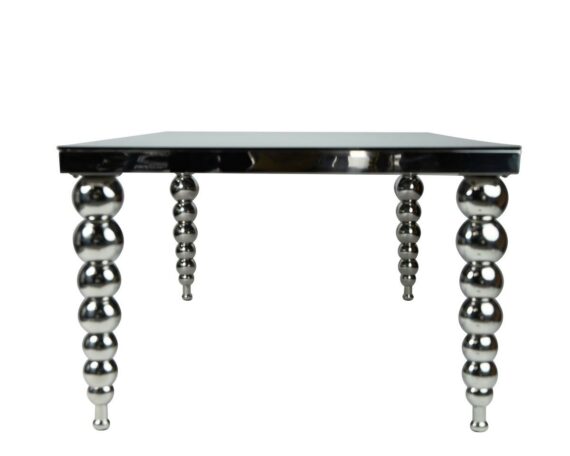 TABLE AVIGNON RECTANGULAR SILVER TABLE STAINLESS STEEL MIRROR GLASS HA455