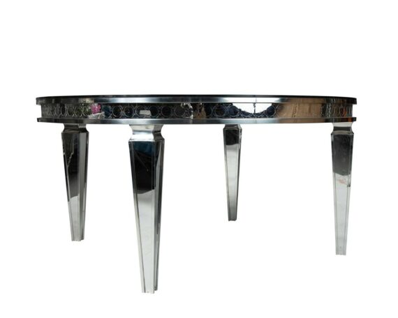 TABLE AVIGNON ROUND SILVER  MIRROR GLASS TOP HA434