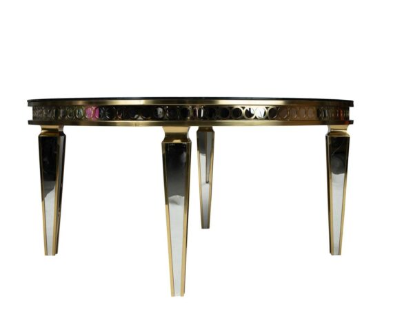 TABLE AVIGNON ROUND GOLD TABLE MIRROR GLASS TOP HA433