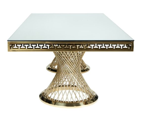 TABLE VERSAILLES RECTANGULAR GOLD WITH MIRROR GLASS TOP HA405