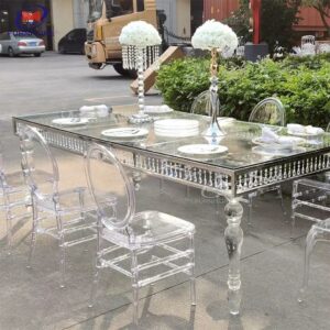 TABLE CRYSTAL HONFLEUR GOLD RECTANGULAR CLEAR GLASS HA435