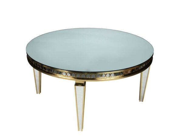 TABLE AVIGNON ROUND GOLD TABLE MIRROR GLASS TOP HA433